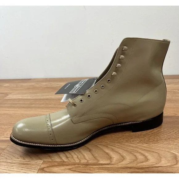Stacy Adams Madison Cap Toe Leather Boots in Taupe, Mens Size 15 NEW - Picture 2 of 14